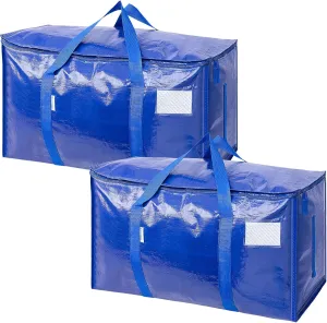 TICONN 2 Pack Extra Large Moving Bags with Zippers & Carrying Handles, Heavy-Duty Storage Tote Moving Boxes for Space Saving