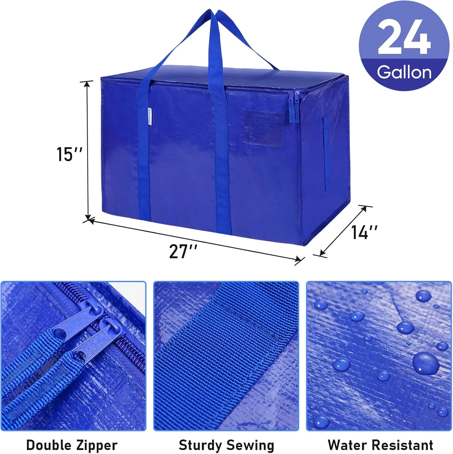 TICONN 2 Pack Extra Large Moving Bags with Zippers & Carrying Handles, Heavy-Duty Storage Tote Moving Boxes for Space Saving