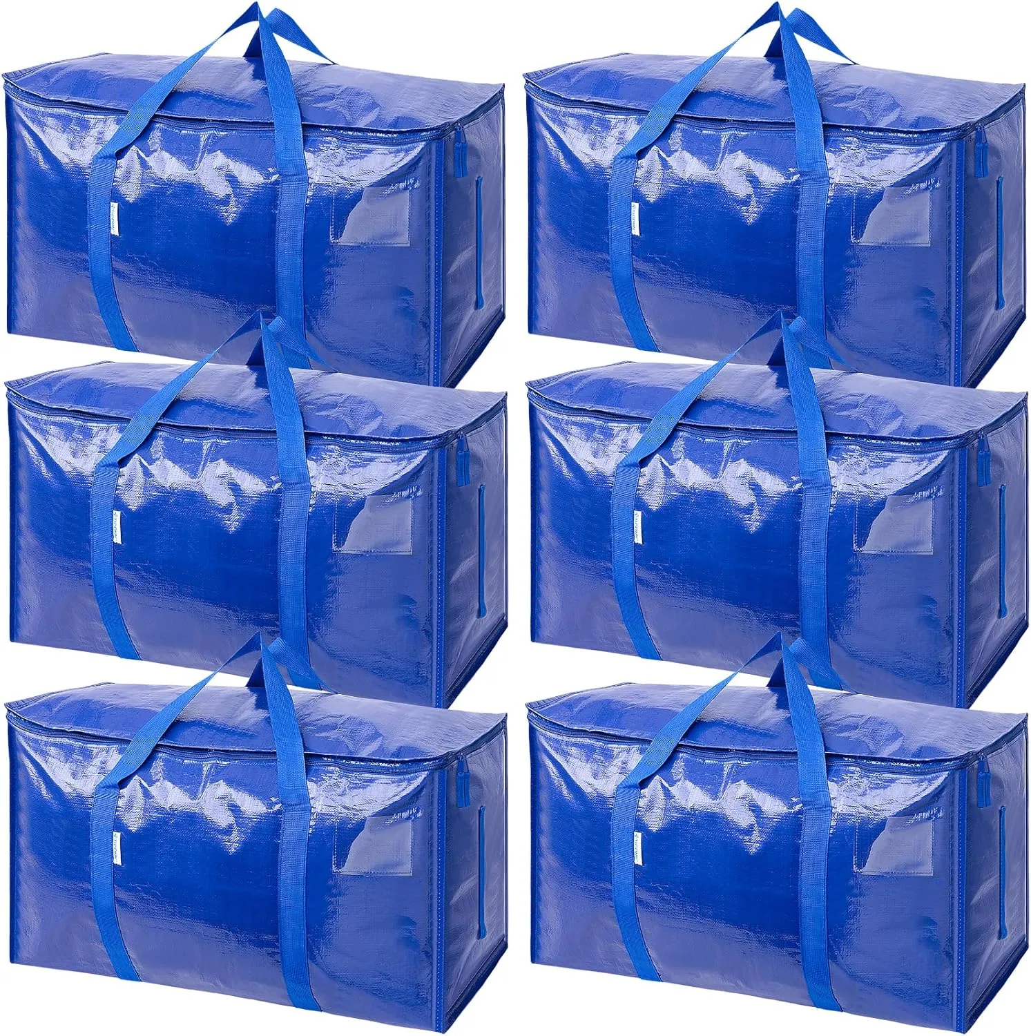 TICONN 6 Pack Extra Large Moving Bags with Zippers & Carrying Handles, Heavy-Duty Storage Tote Moving Boxes for Space Saving (6 PK, 30 Gallon)