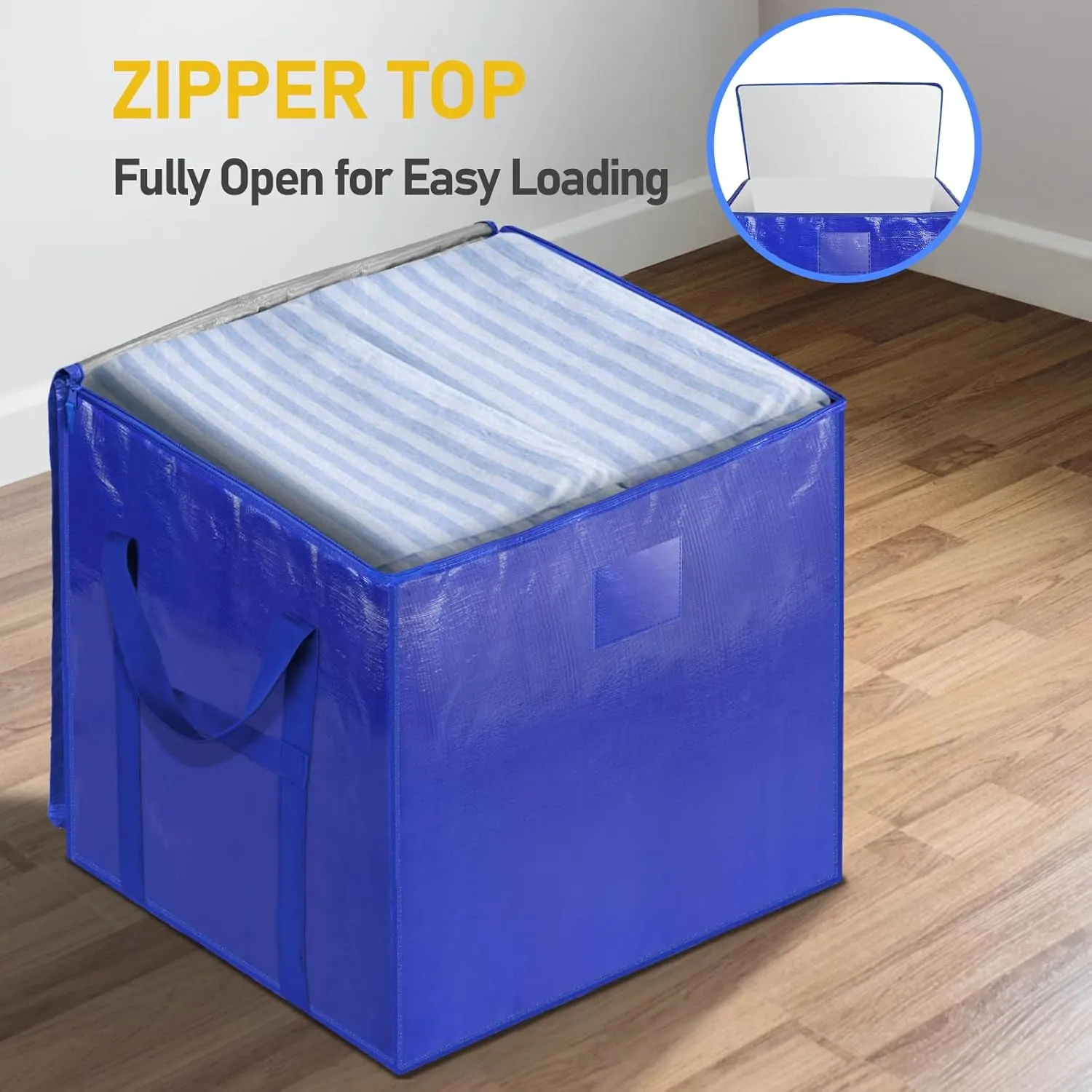 TICONN 6 Pack Extra Large Moving Bags with Zippers & Carrying Handles, Heavy-Duty Storage Tote Moving Boxes for Space Saving (6 PK, 45 Gallon)