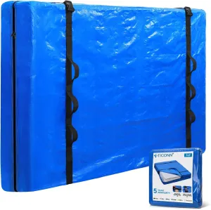 TICONN Mattress Bags for Moving, Heavy Duty Full Mattress Cover Storage Bag with Full-Around Handle and Adjustable Buckles (Blue, Full)