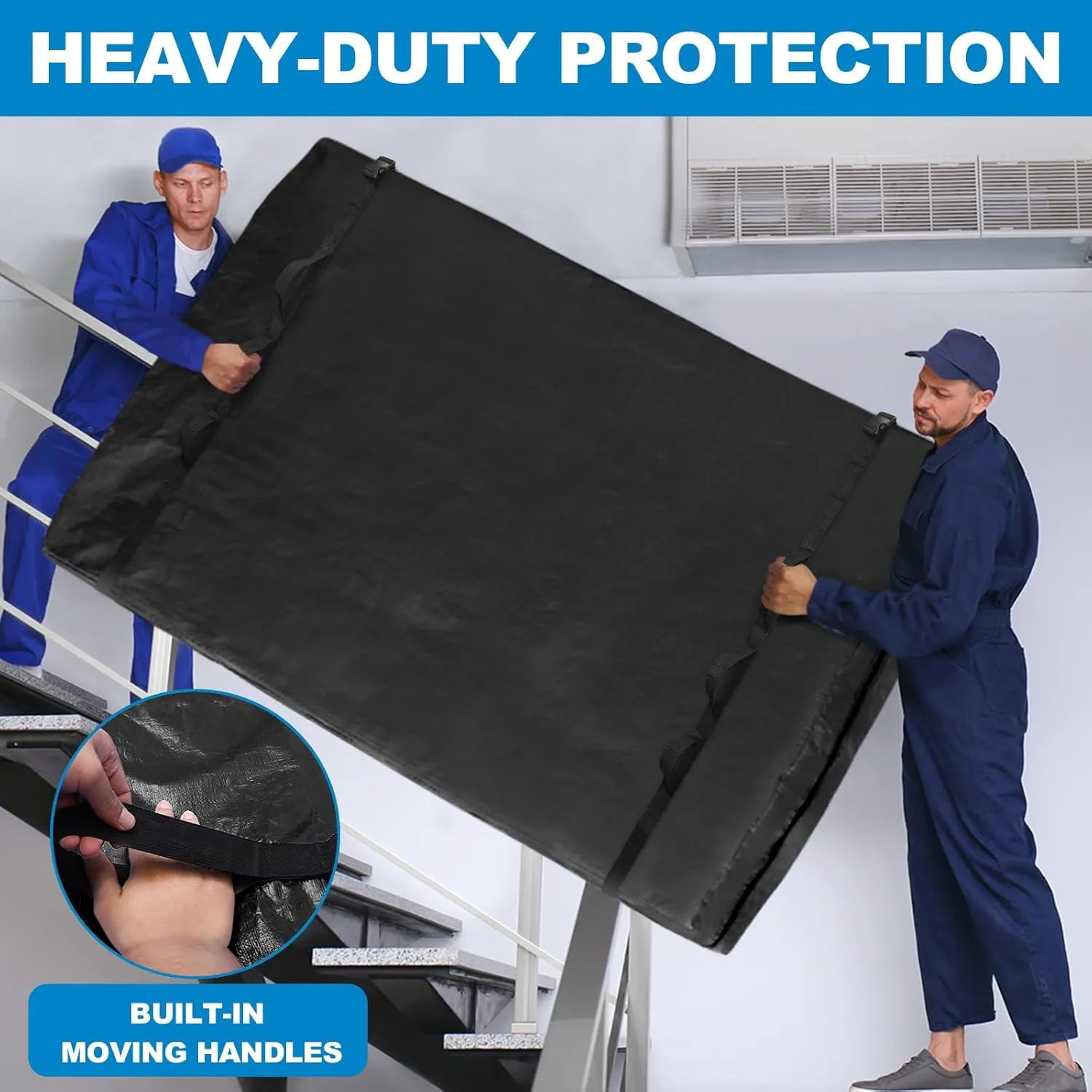 TICONN Mattress Bags for Moving, Heavy Duty King Mattress Cover Storage Bag with Full-Around Handle and Adjustable Buckles (Black, King)