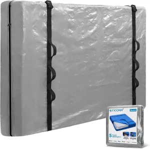 TICONN Mattress Bags for Moving, Heavy Duty Queen Mattress Cover Storage Bag with Full-Around Handle and Adjustable Buckles (Gray, Queen)