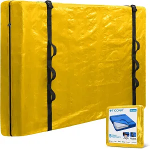 TICONN Mattress Bags for Moving, Heavy Duty Queen Mattress Cover Storage Bag with Full-Around Handle and Adjustable Buckles (Yellow, Queen)