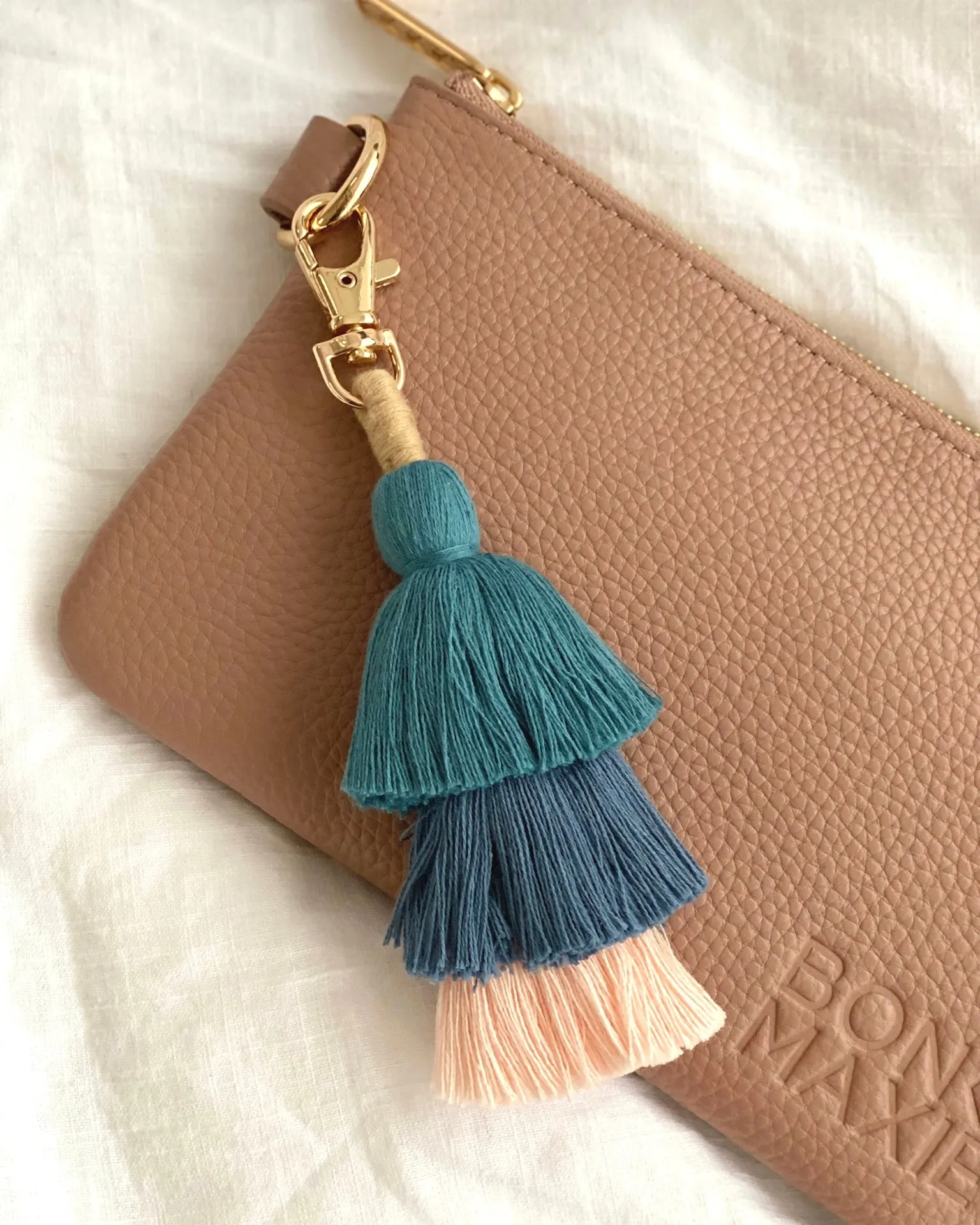 Tiered Tassel Key Ring (Teal)