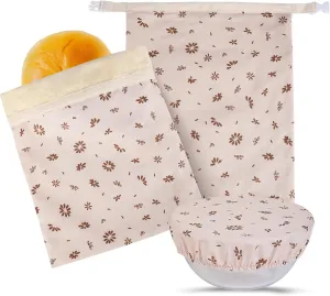 Tirphy Reusable Beeswax Bread Bags for Sourdough - Home Bread Storage to Keep Loaf Fresh, 2 Pack XL Bread Bags and Bowl Cover