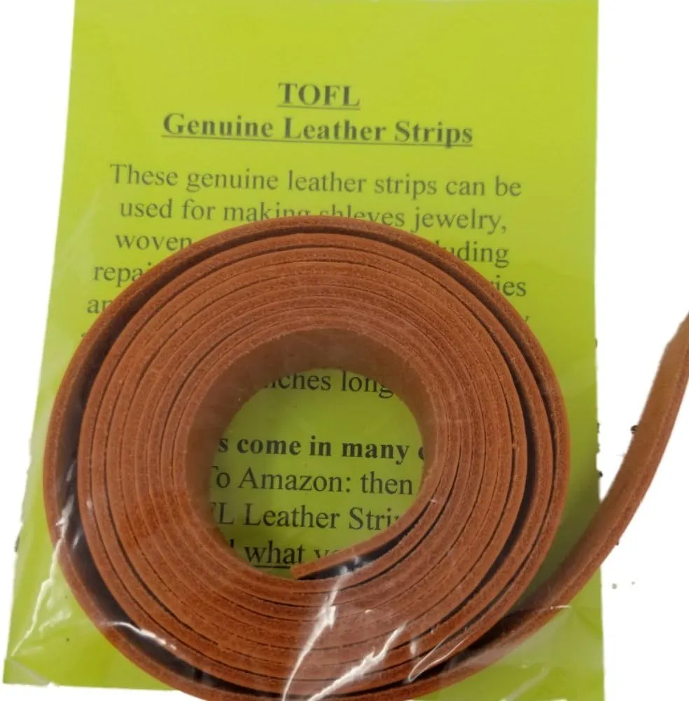 TOFL Genuine Top-Grain Leather Strap | 72 Inches Long | 1 Inch Wide | 1/16 Inch Thick (4-5 oz) | 1 Leather Strip for DIY Arts & Craft Projects, Clothing, Jewelry, Wrapping | Orange