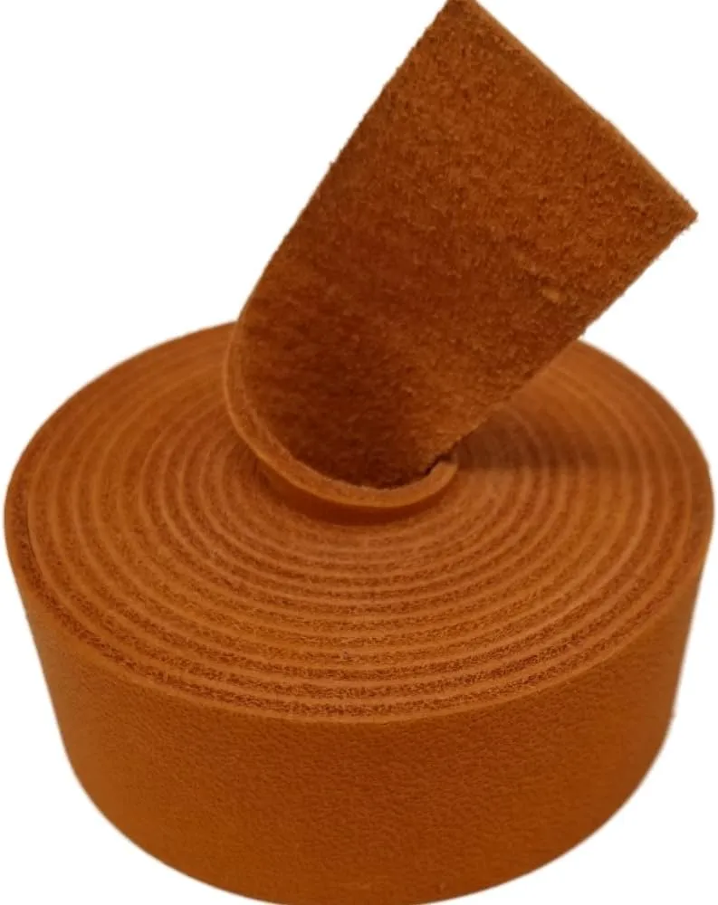 TOFL Genuine Top-Grain Leather Strap | 72 Inches Long | 1 Inch Wide | 1/16 Inch Thick (4-5 oz) | 1 Leather Strip for DIY Arts & Craft Projects, Clothing, Jewelry, Wrapping | Orange