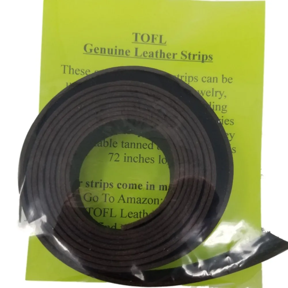 TOFL Genuine Top-Grain Leather Strap | 72 Inches Long | 1/2 Inch Wide | 1/16 Inch Thick (4-5 oz) | 1 Leather Strip for DIY Arts & Craft Projects, Clothing, Jewelry, Wrapping | Dark Brown