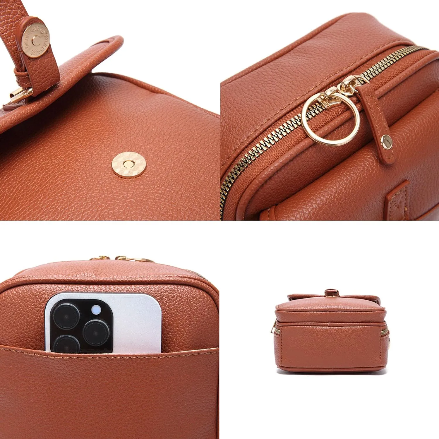 Tojoyride Crossbody Bag, Leather Crossbody Bag with Card Slots, Vintage Anti Theft Purse Messenger Shoulder Bags