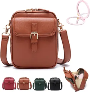 Tojoyride Crossbody Bag, Leather Crossbody Bag with Card Slots, Vintage Anti Theft Purse Messenger Shoulder Bags