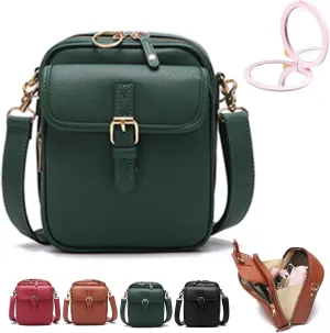 Tojoyride Crossbody Bag, Leather Crossbody Bag with Card Slots, Vintage Anti Theft Purse Messenger Shoulder Bags