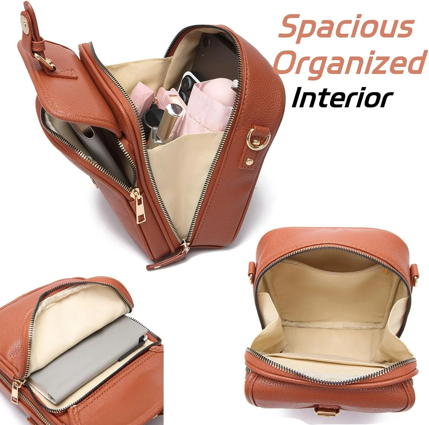 Tojoyride Crossbody Bag, Leather Crossbody Bag with Card Slots, Vintage Anti Theft Purse Messenger Shoulder Bags
