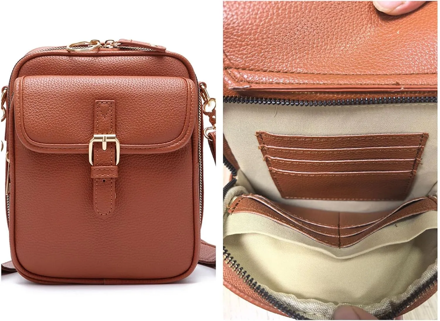Tojoyride Crossbody Bag with Card Slots, Vintage Cross Body Shoulder Purse, Messenger Shoulder Leather Bags with Zipper