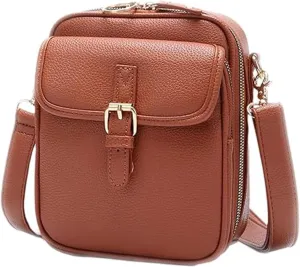 Tojoyride Crossbody Bag with Card Slots, Vintage Cross Body Shoulder Purse, Messenger Shoulder Leather Bags with Zipper