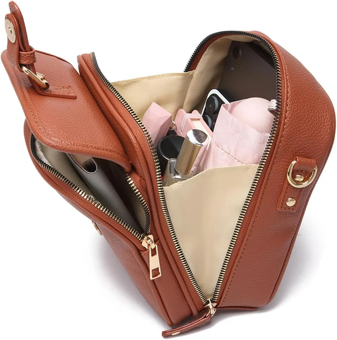 Tojoyride Crossbody Bag with Card Slots, Vintage Cross Body Shoulder Purse, Messenger Shoulder Leather Bags with Zipper