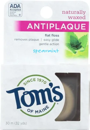 Tom's of Maine Anti Plaque Flat Spearmint Floss, Pack of 4
