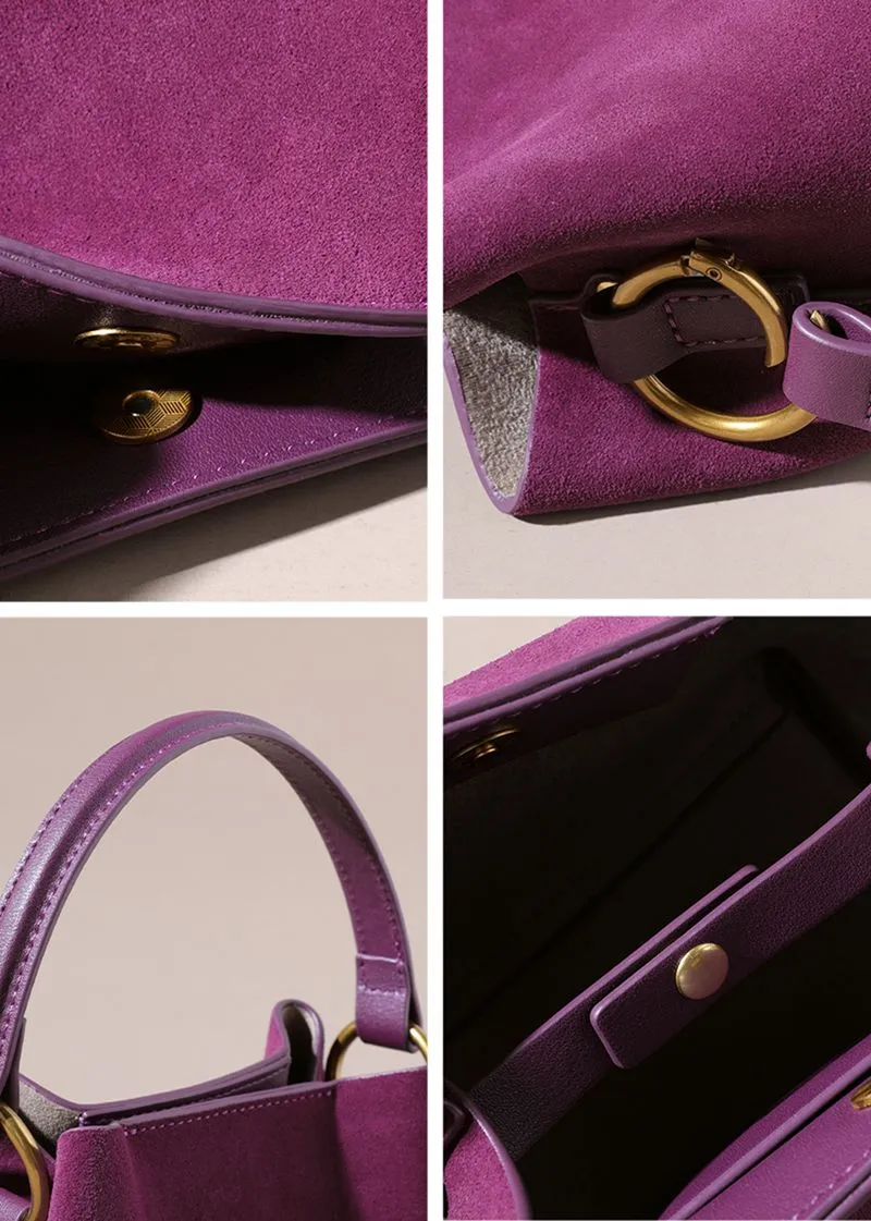 Top Handle Suede Leather Shoulder Bag