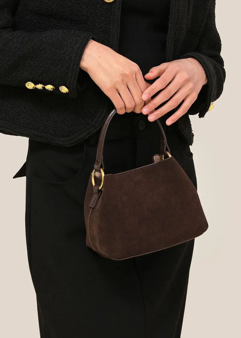 Top Handle Suede Leather Shoulder Bag