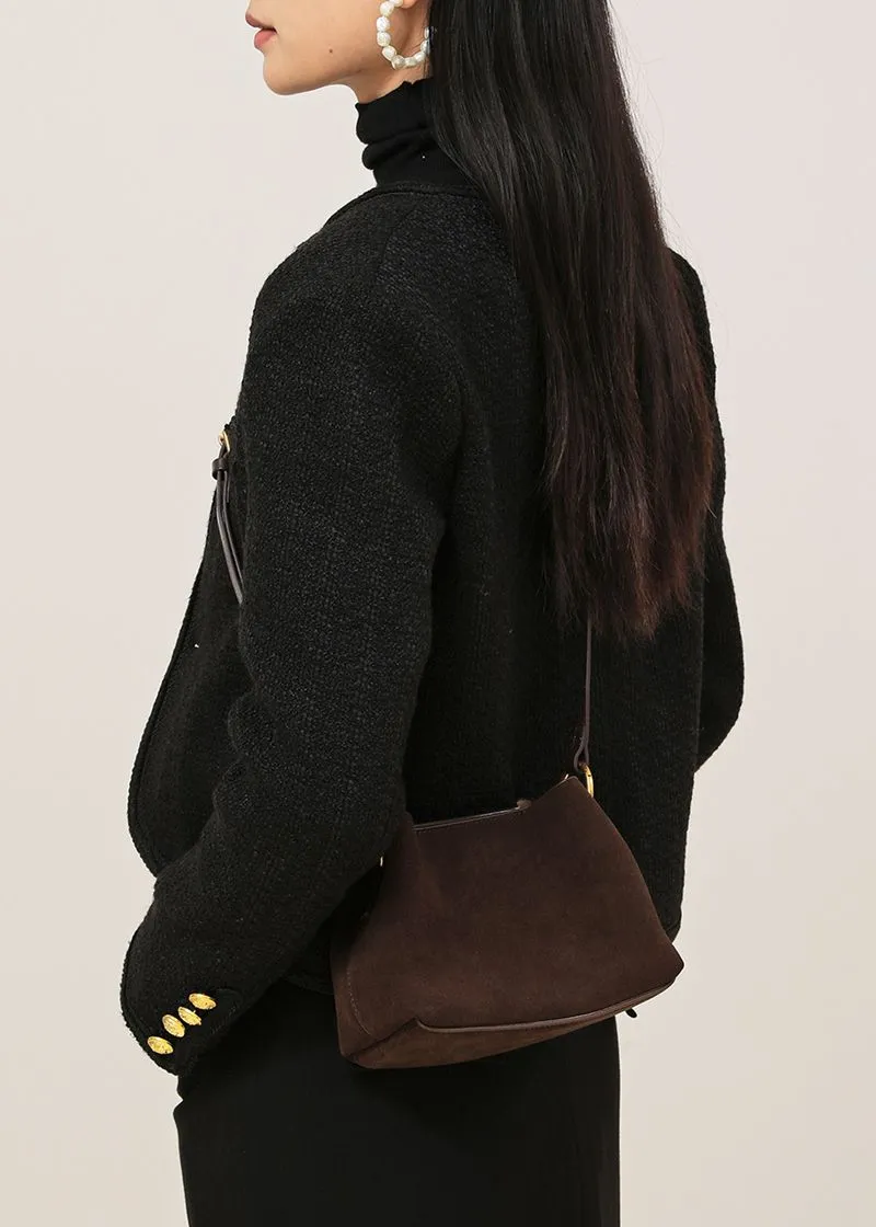 Top Handle Suede Leather Shoulder Bag