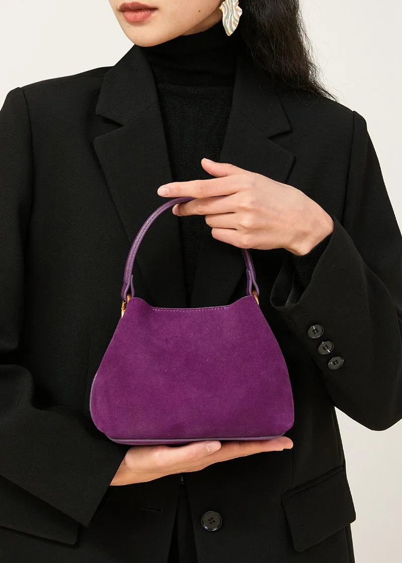 Top Handle Suede Leather Shoulder Bag