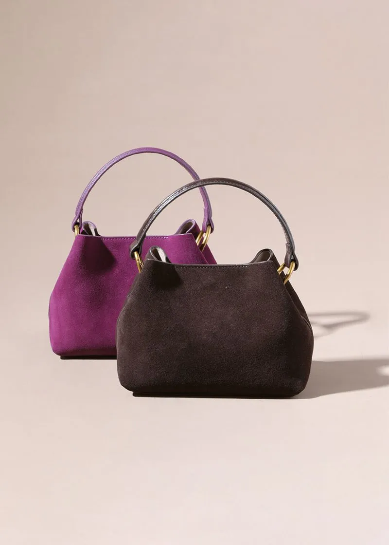 Top Handle Suede Leather Shoulder Bag