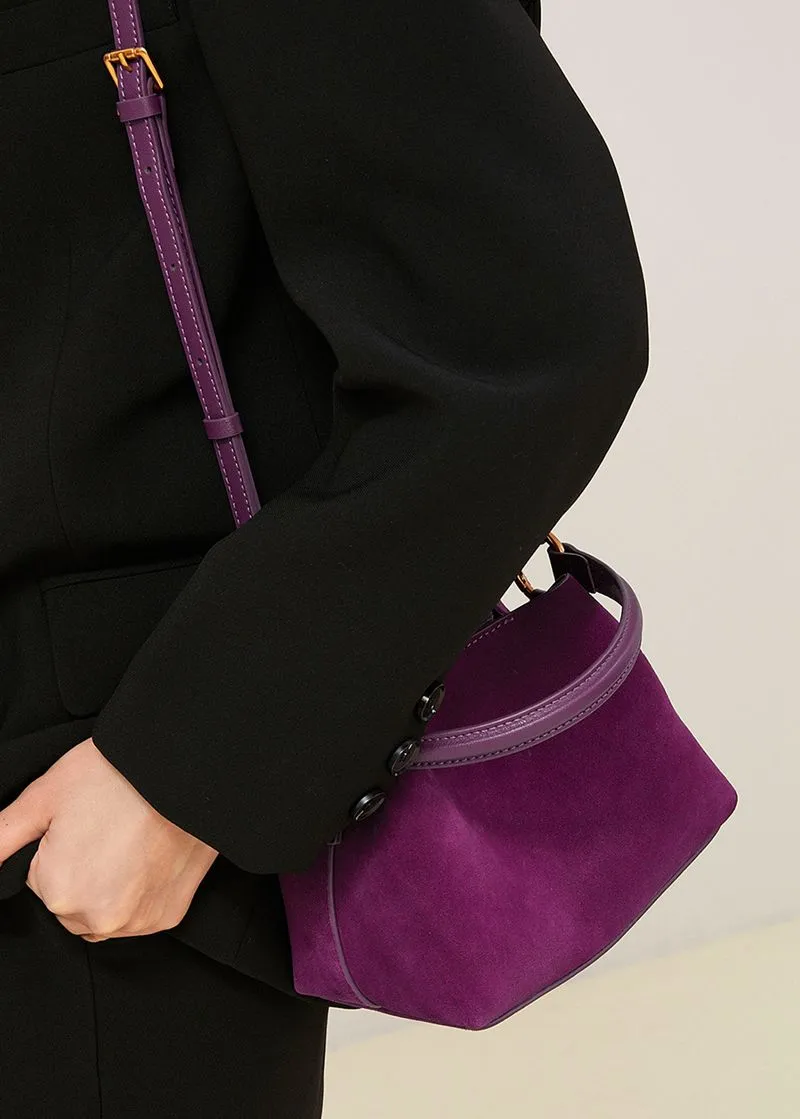 Top Handle Suede Leather Shoulder Bag