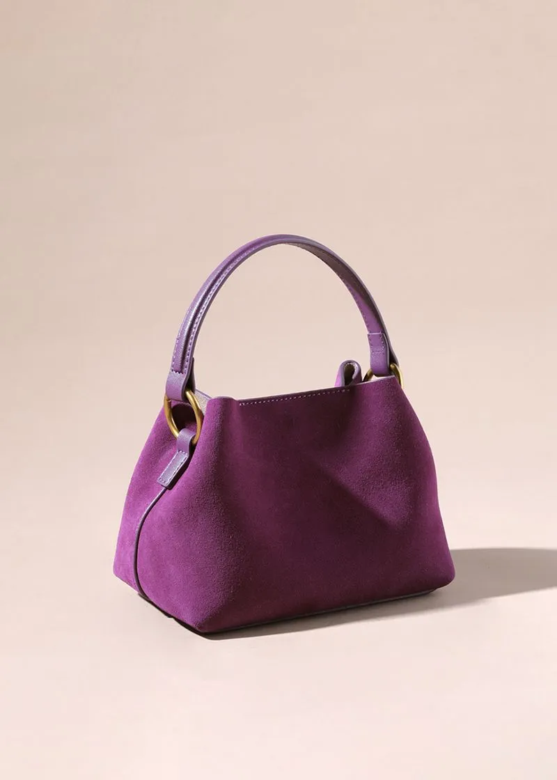 Top Handle Suede Leather Shoulder Bag