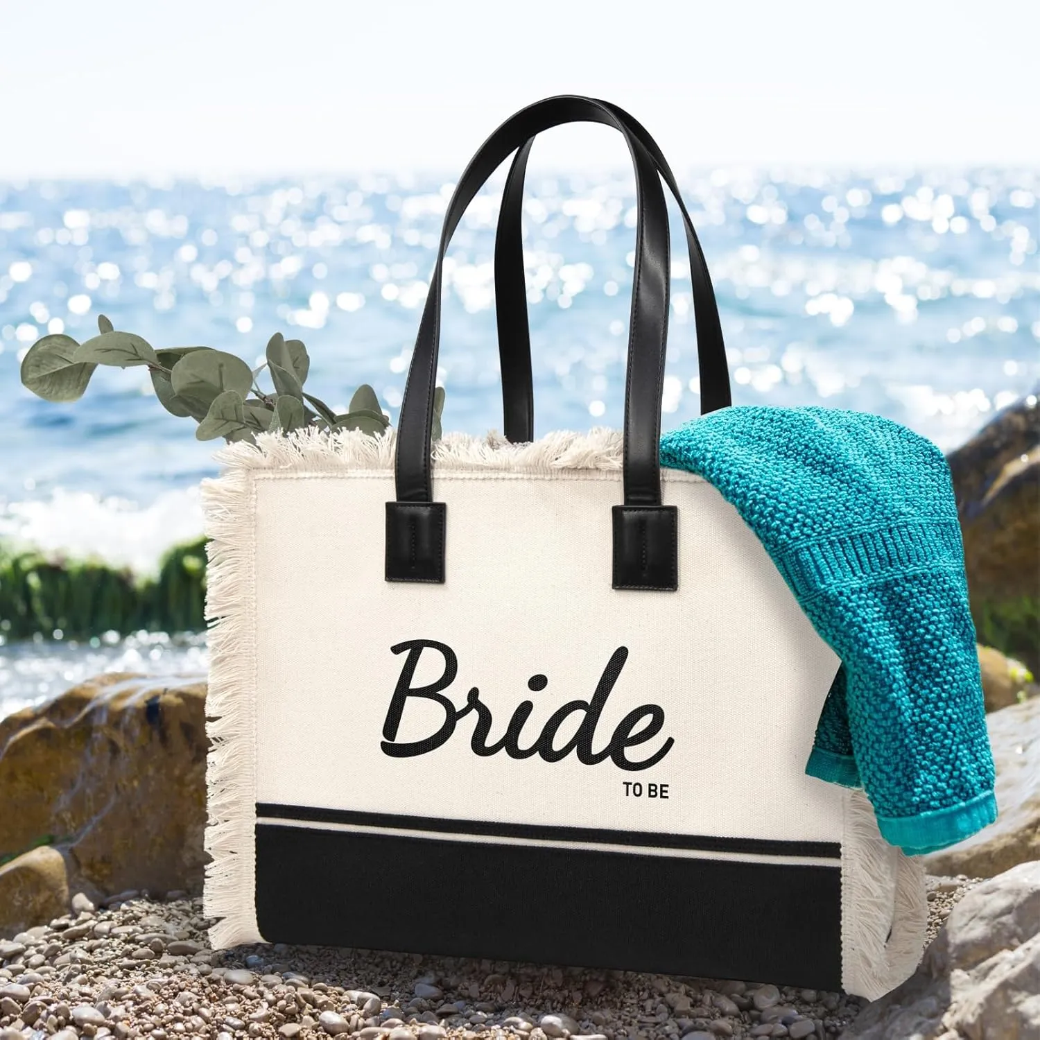 TOPDesign Bride to Be Bag, Bride Canvas Tote Bag Wedding Engagement Proposal Bridal Shower Bachelorette Party Gift for Bride to Be Fiancee, Newly Engaged Gift