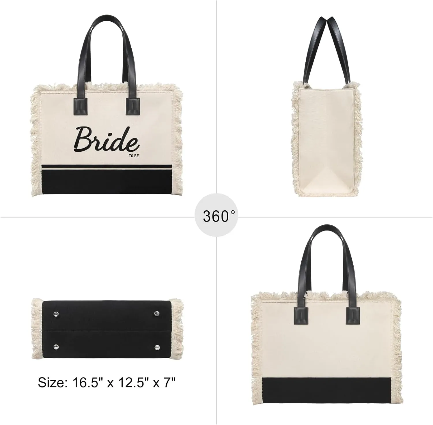 TOPDesign Bride to Be Bag, Bride Canvas Tote Bag Wedding Engagement Proposal Bridal Shower Bachelorette Party Gift for Bride to Be Fiancee, Newly Engaged Gift