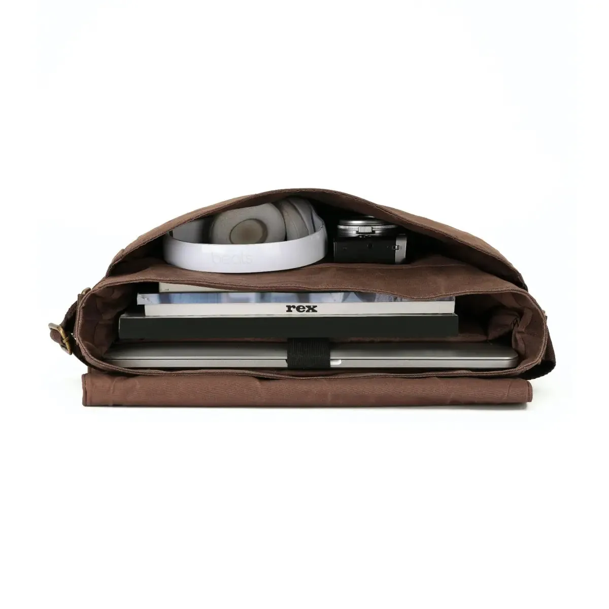 Tosca Waxed Canvas 13" Laptop Messenger Bag - Brown