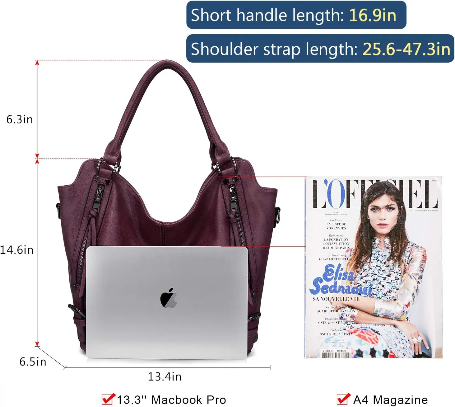 Tote Bag for Women PU Leather Shoulder Bags Fashion Hobo Bags Large Purse and Handbags with Adjustable Shoulder Strap