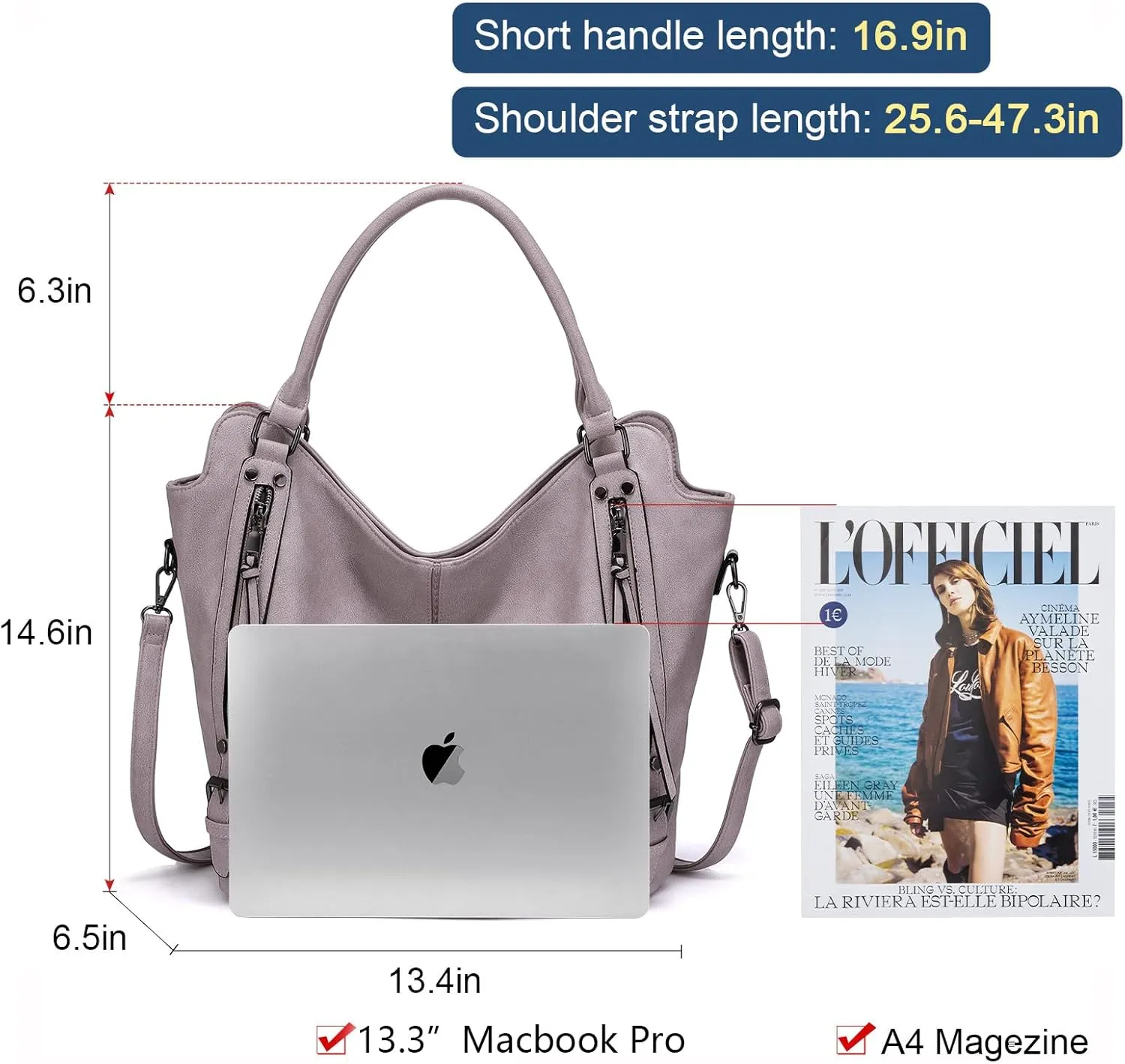 Tote Bag for Women PU Leather Shoulder Bags Fashion Hobo Bags Large Purse and Handbags with Adjustable Shoulder Strap