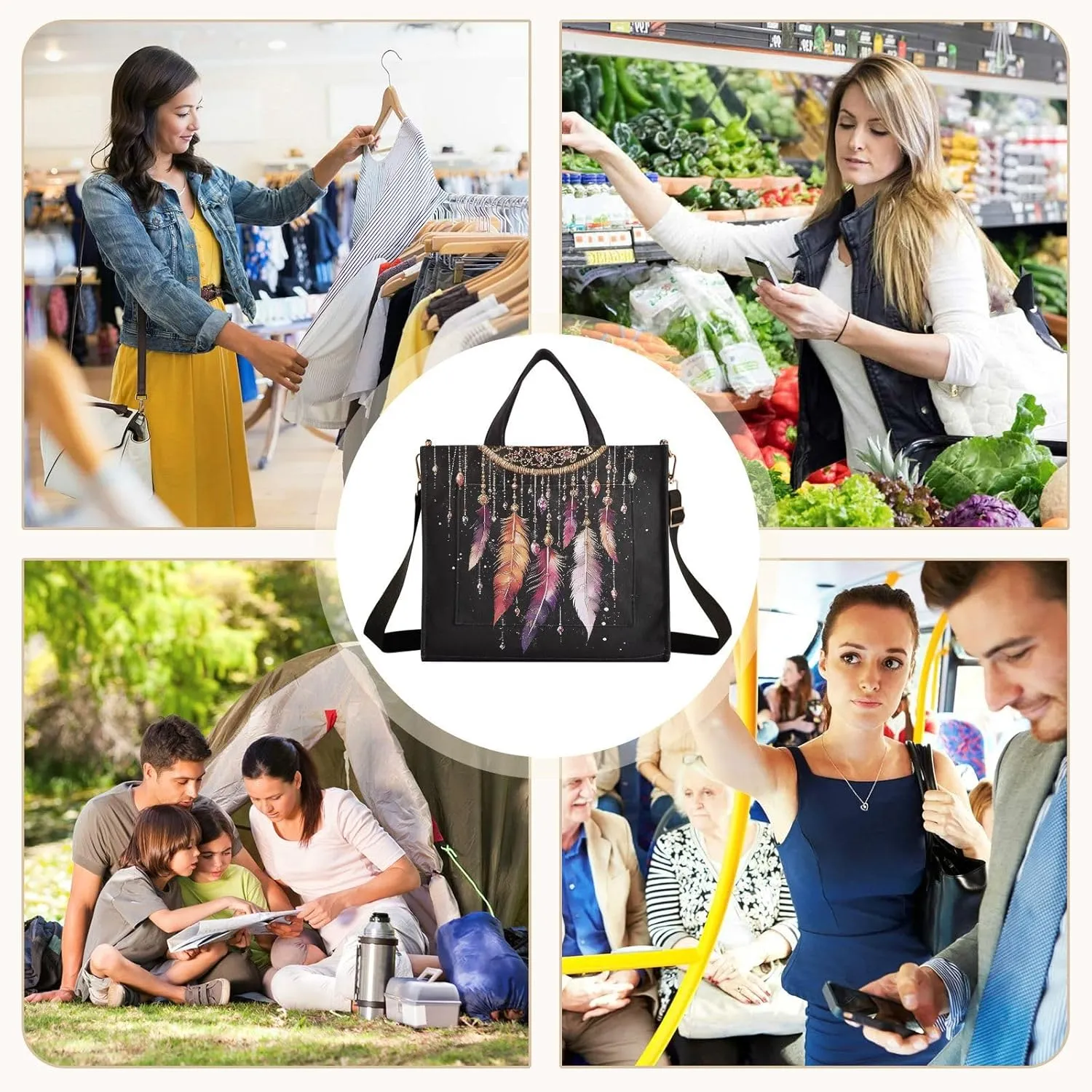 Tote Bag for Women with Inner Pockets Corduroy Crossbody Shoulder Purse Bags for Trip Office Work 13.7 * 4.9 * 12.2IN