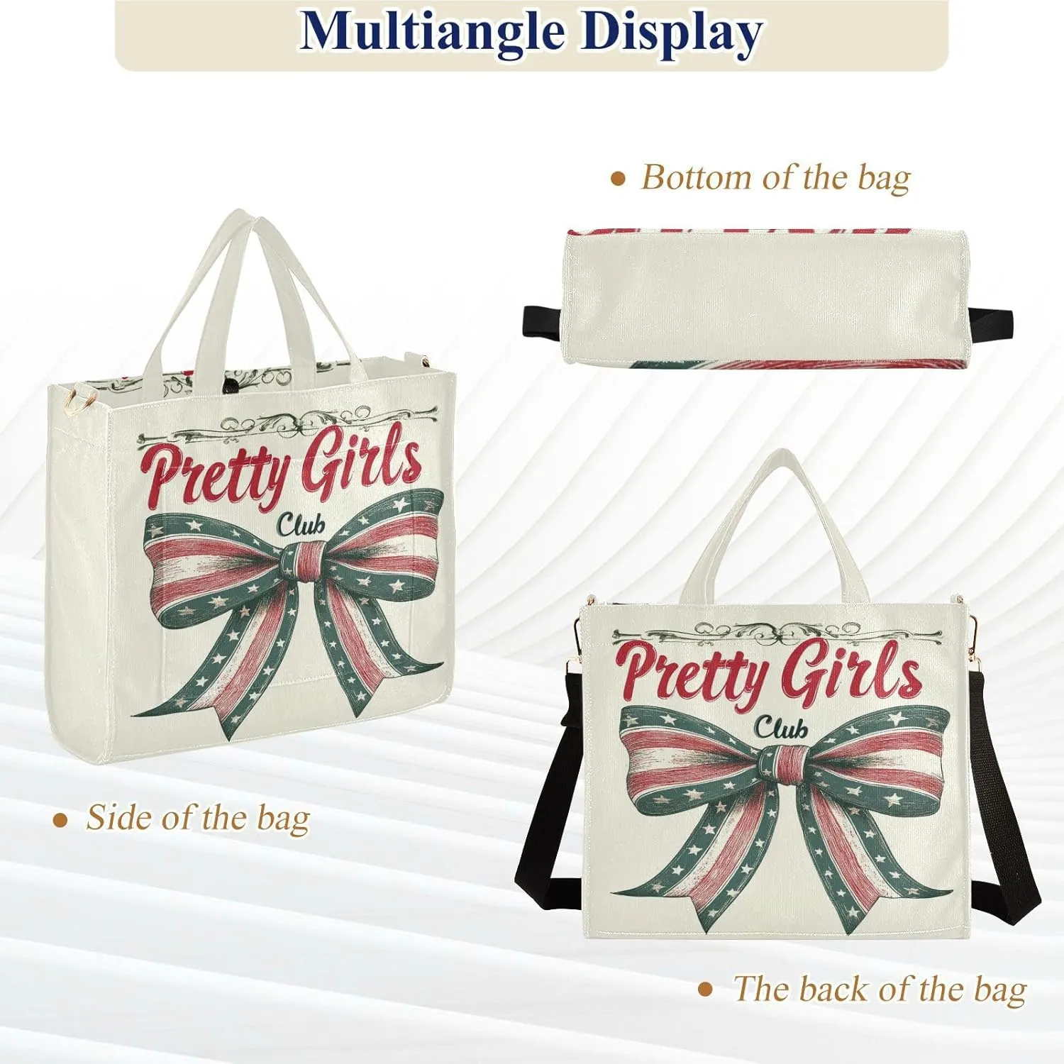 Tote Bag for Women with Inner Pockets Corduroy Crossbody Shoulder Purse Bags for Trip Office Work 13.7 * 4.9 * 12.2IN