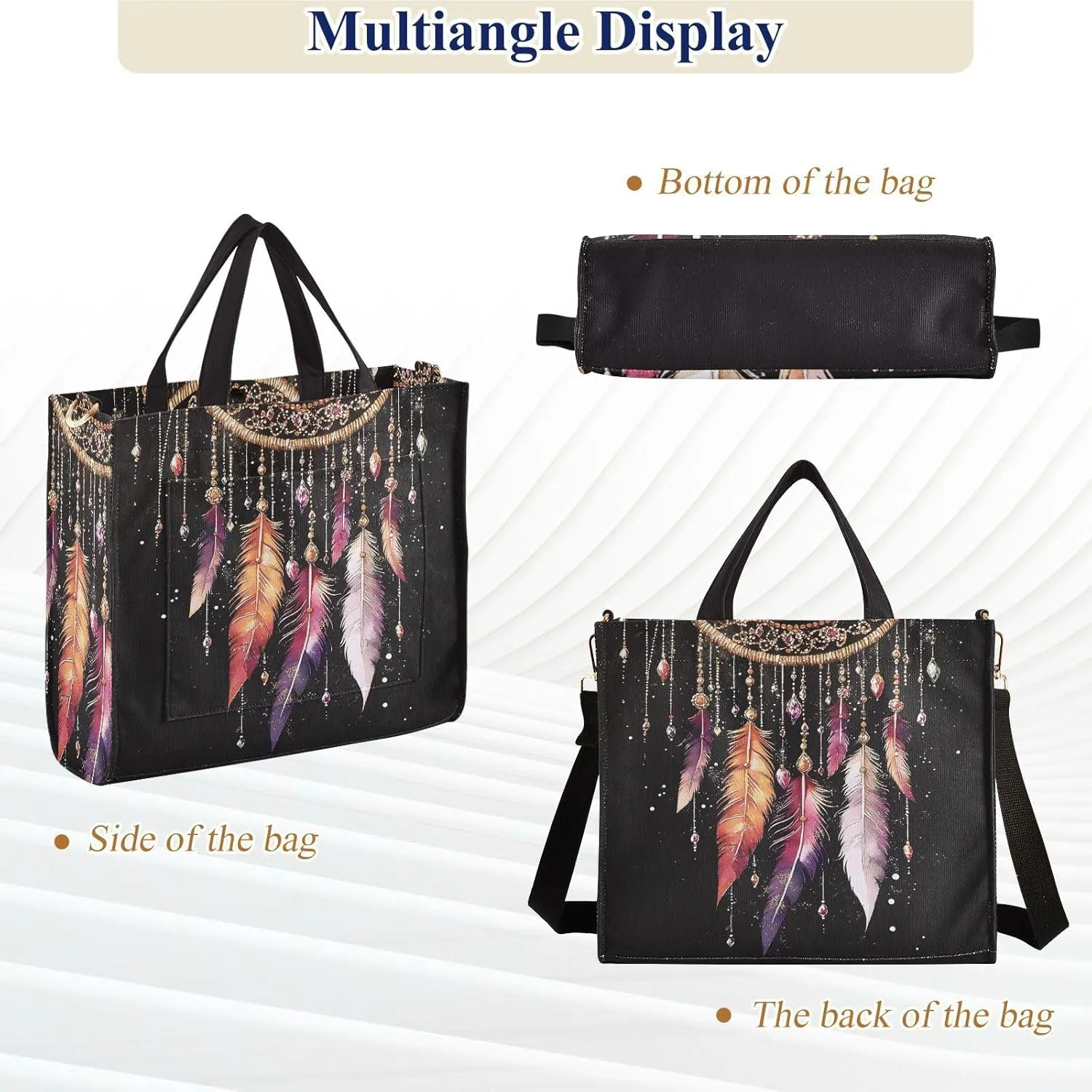 Tote Bag for Women with Inner Pockets Corduroy Crossbody Shoulder Purse Bags for Trip Office Work 13.7 * 4.9 * 12.2IN
