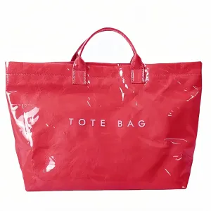 Tote Bag Women's Letters Print Tote Bag Large Kraft Paper PVC Tote Bag Carry Bag Top Handle Hobo Handbag Trendy Shopping Bag