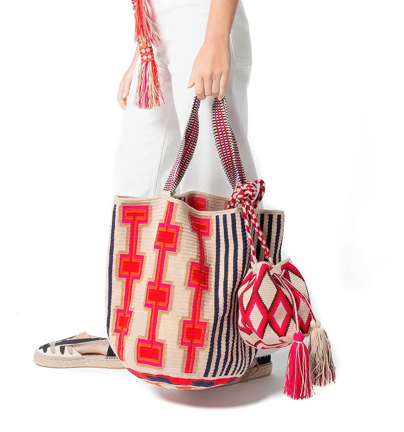Tote beach bag WAYUU mochila bucket original from Colombia handmade fairtrade mochilon shopper extra large