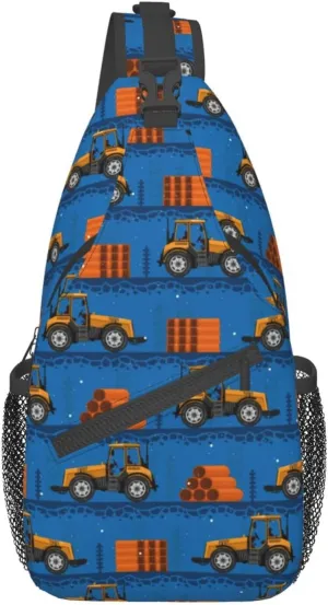 Tractors Decoration Steel Pipe Pile Chest Sling Bag Crossbody Shoulder Backpack Bag Gym Cycling Travel Hiking Daypack Cross bag