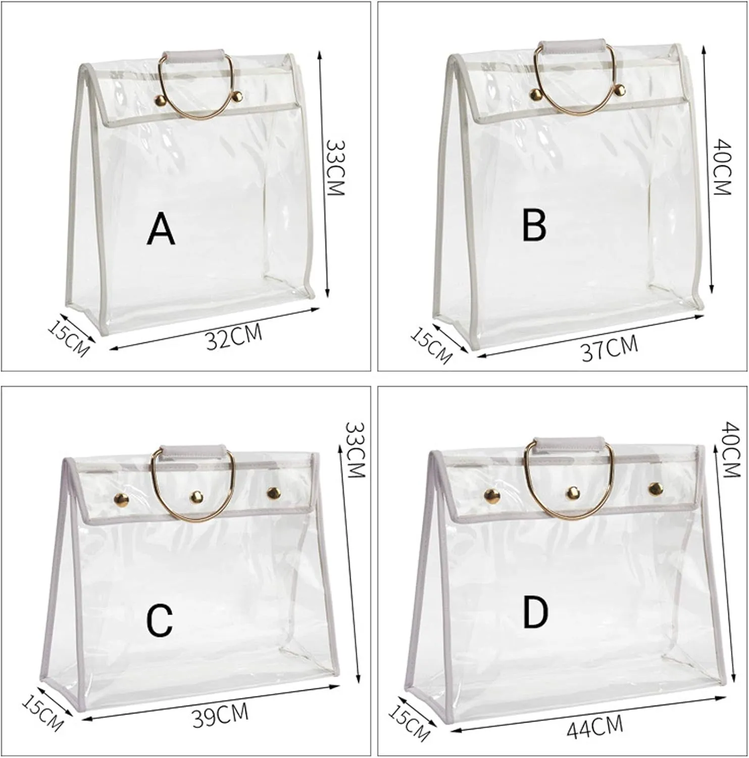 Transparent Dust Bag Clear Purse Organizer Dustproof Handbag Wardrobe Hook Holder Mother's Day (5.9’’14.6’’15.7’’)