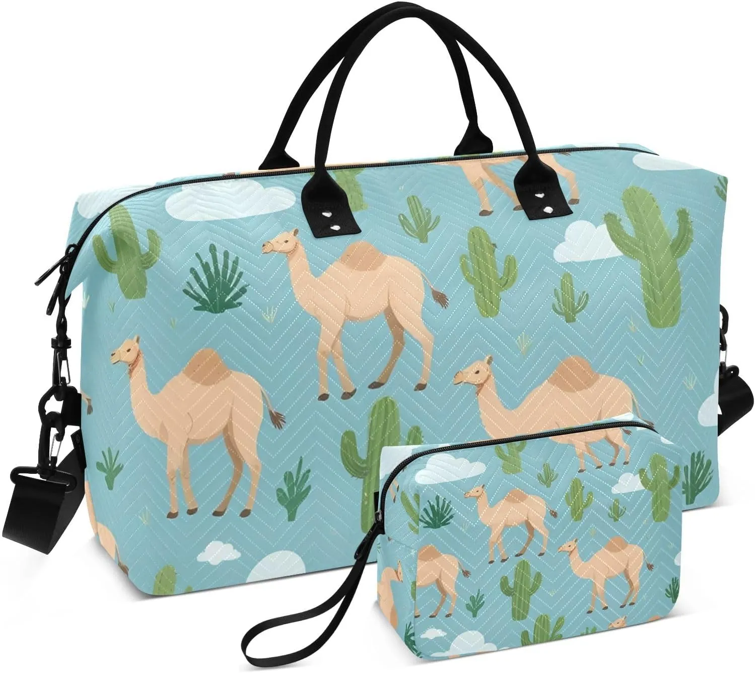 Travel Duffel Bags for Unisex-Adult, Personal Item Travel Duffel Bag with Shoes Compartment, Carry On Bag for Women, Travel, Gym, Weekend,Camel Print