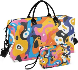 Travel Duffel Bags for Unisex-Adult, Personal Item Travel Duffel Bag with Shoes Compartment, Carry On Bag for Women, Travel, Gym, Weekend,Irregular Liquid Pattern