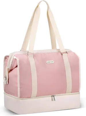 Travel Duffel Bags for Women with Wet Dry Separation and Shoe Compartment, Weekender Bags for Women for Airplane Travel, Trip, Gym, Labor and Delivery, Pink B