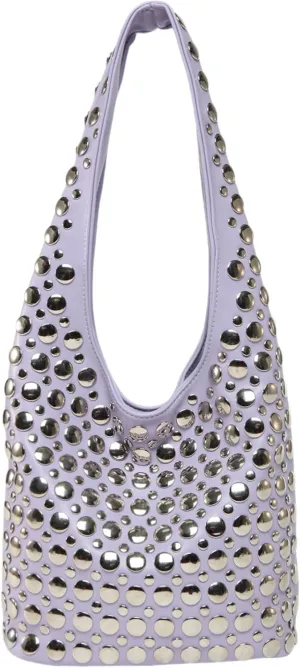 Trendy Punk Studded Shoulder Bag Vegan Leather Bucket Hobo Handbag for Women Y2K Fashion Tote Purse