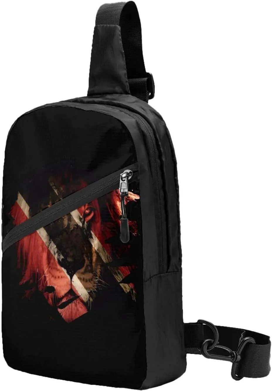 Trinidad Tobago Flag African Lion Packable Crossbody Bag Portable Sling Bags Foldable Travel Daypack Reusable Sports Shoulder Backpack Diagonally Chest Bag for Workout