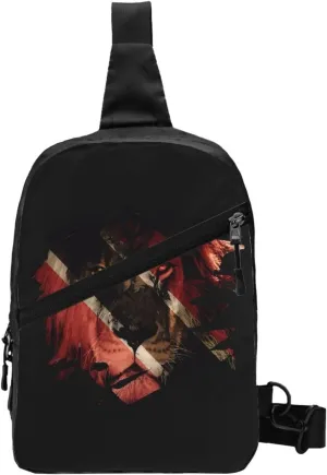 Trinidad Tobago Flag African Lion Packable Crossbody Bag Portable Sling Bags Foldable Travel Daypack Reusable Sports Shoulder Backpack Diagonally Chest Bag for Workout