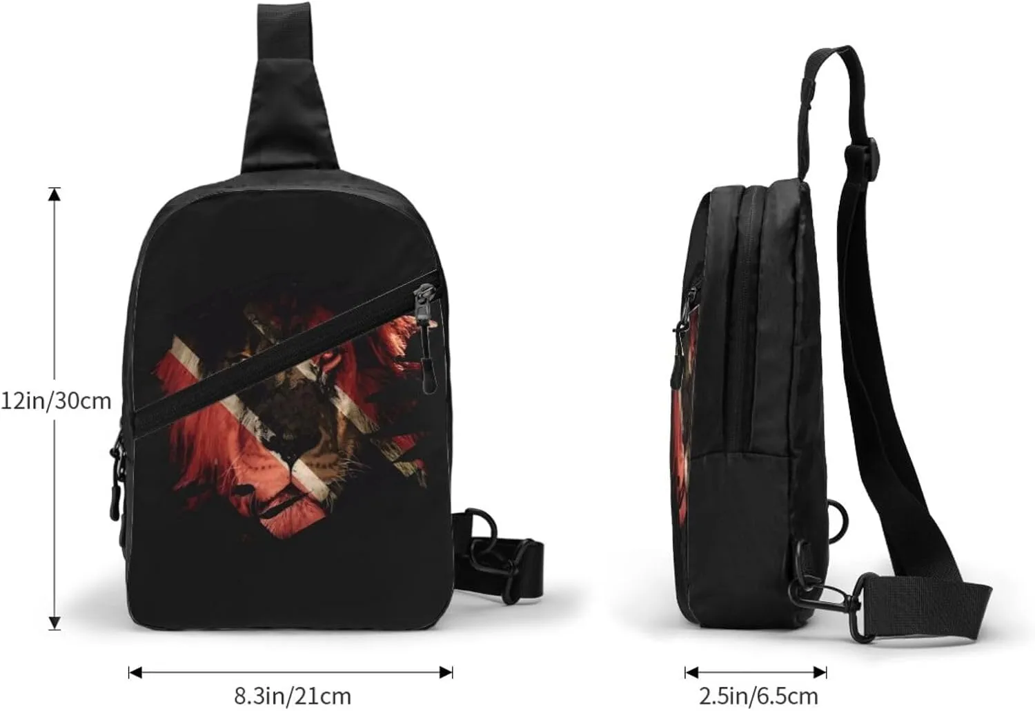 Trinidad Tobago Flag African Lion Packable Crossbody Bag Portable Sling Bags Foldable Travel Daypack Reusable Sports Shoulder Backpack Diagonally Chest Bag for Workout