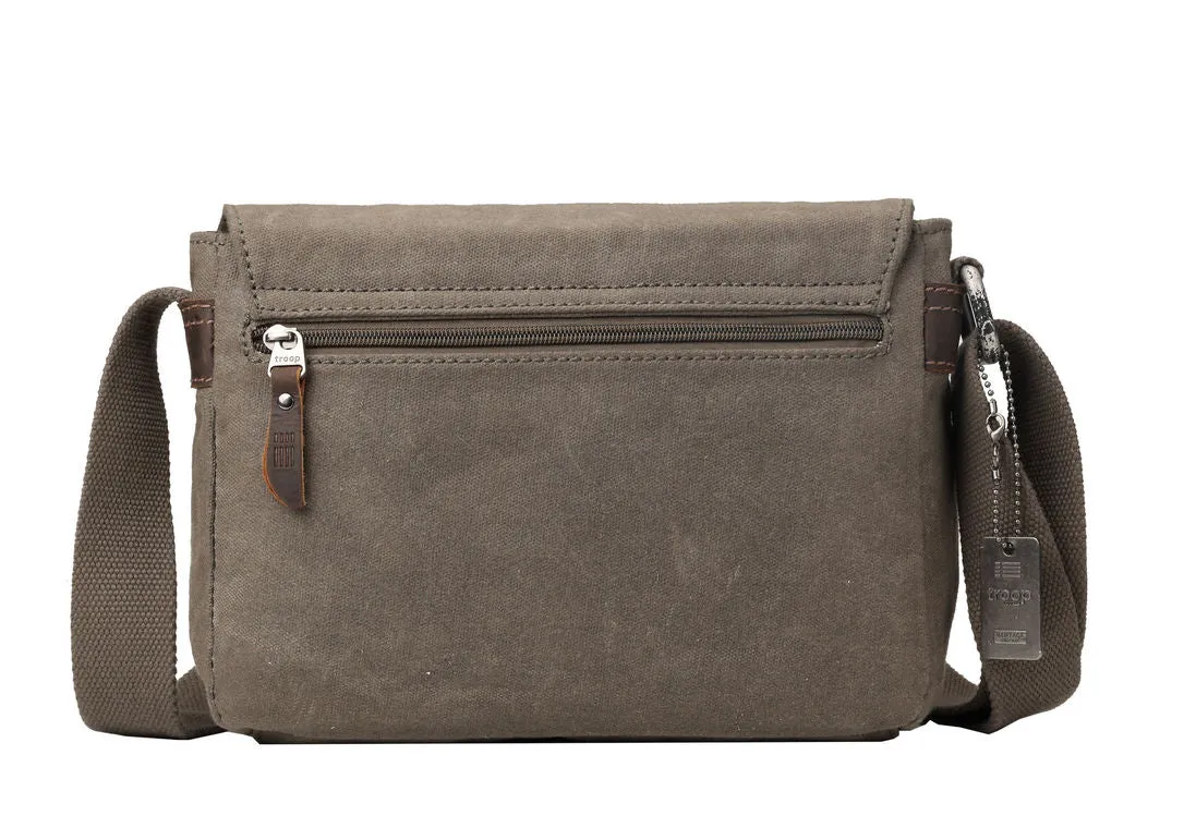 Troop London Heritage Olive Canvas Small Messenger Bag
