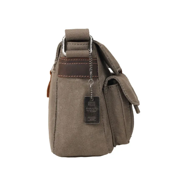 Troop London Heritage Olive Canvas Small Messenger Bag