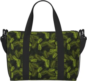Tropical Palm Leaves Fern Leaf Travel Duffle Bag For Women Men Weekender Overnight Bag Gym Bag For Women, Carry On Airport Bag, Travel Tote Bag With Strap For Gym Travel Business Trips